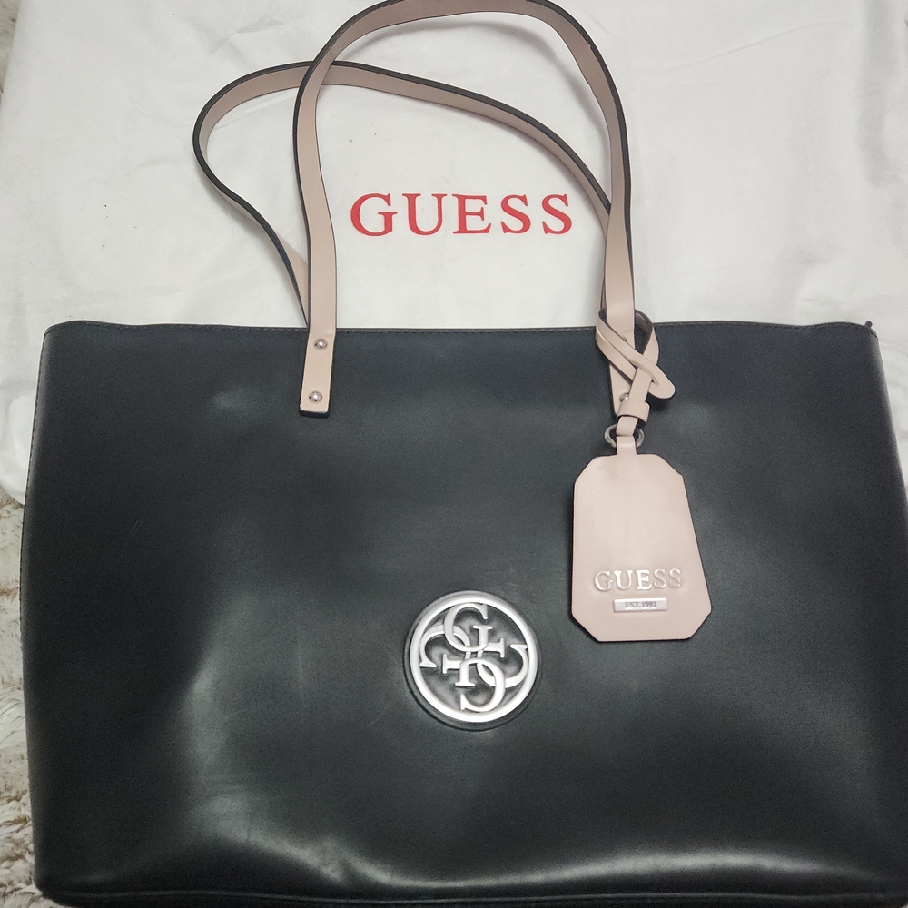 GUESS Jolie Half And Half Black/white Leather Bag